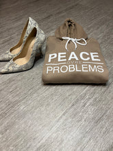Load image into Gallery viewer, Tan Pullover Peace Over Problems Hoodie Snake Print Heels
