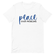 White + Blue Cursive P.O.P. T-shirt