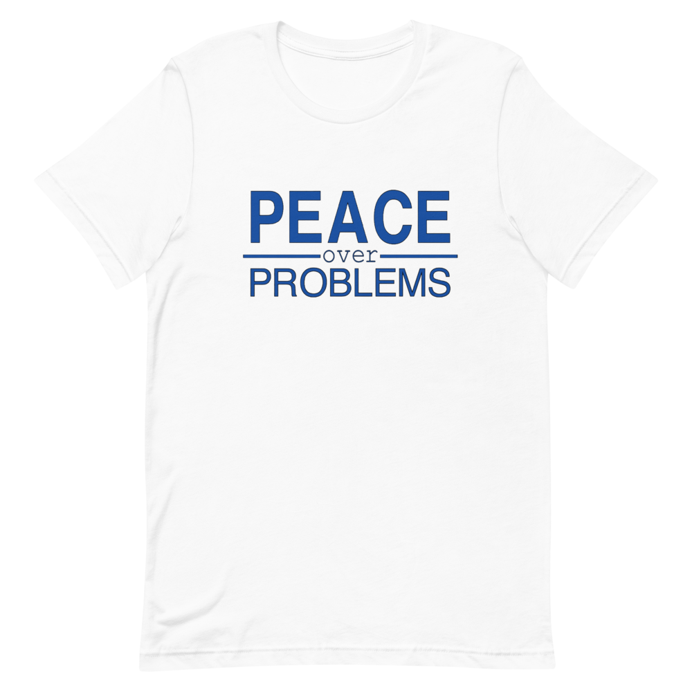 White/Blue Crewneck Short sleeve T-shirt